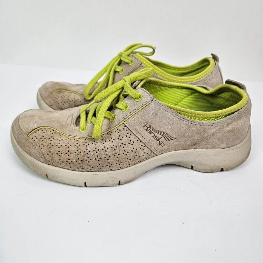 Dansko Elise Tan Perforated Suede Sneaker Walking Shoe EU 38/US 7.5-8
